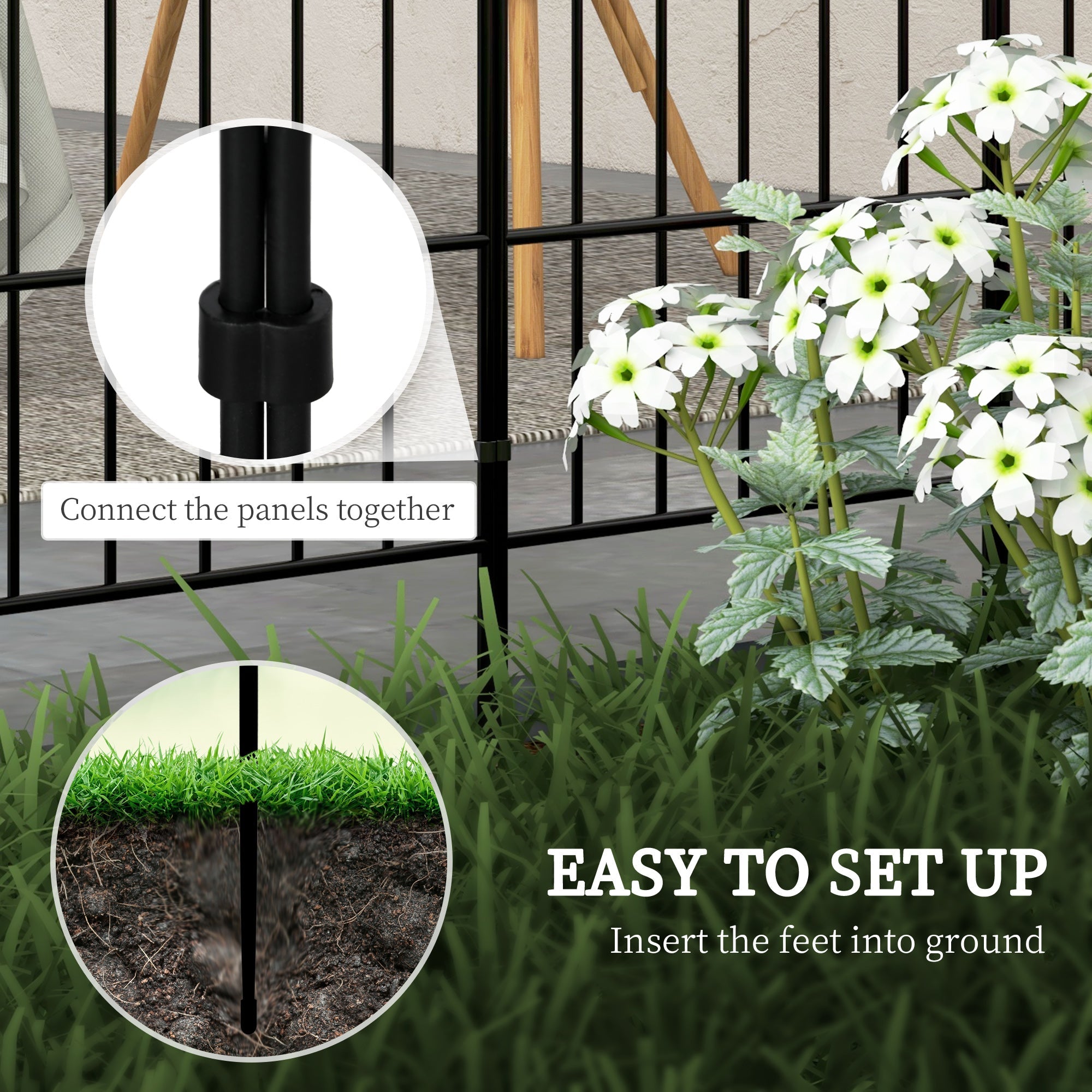 Outsunny 8 Pack Decorative Garden Fencing, Yard Panels as Animal Barrier & Flower Bed Edging, Grid Style| Aosom Canada