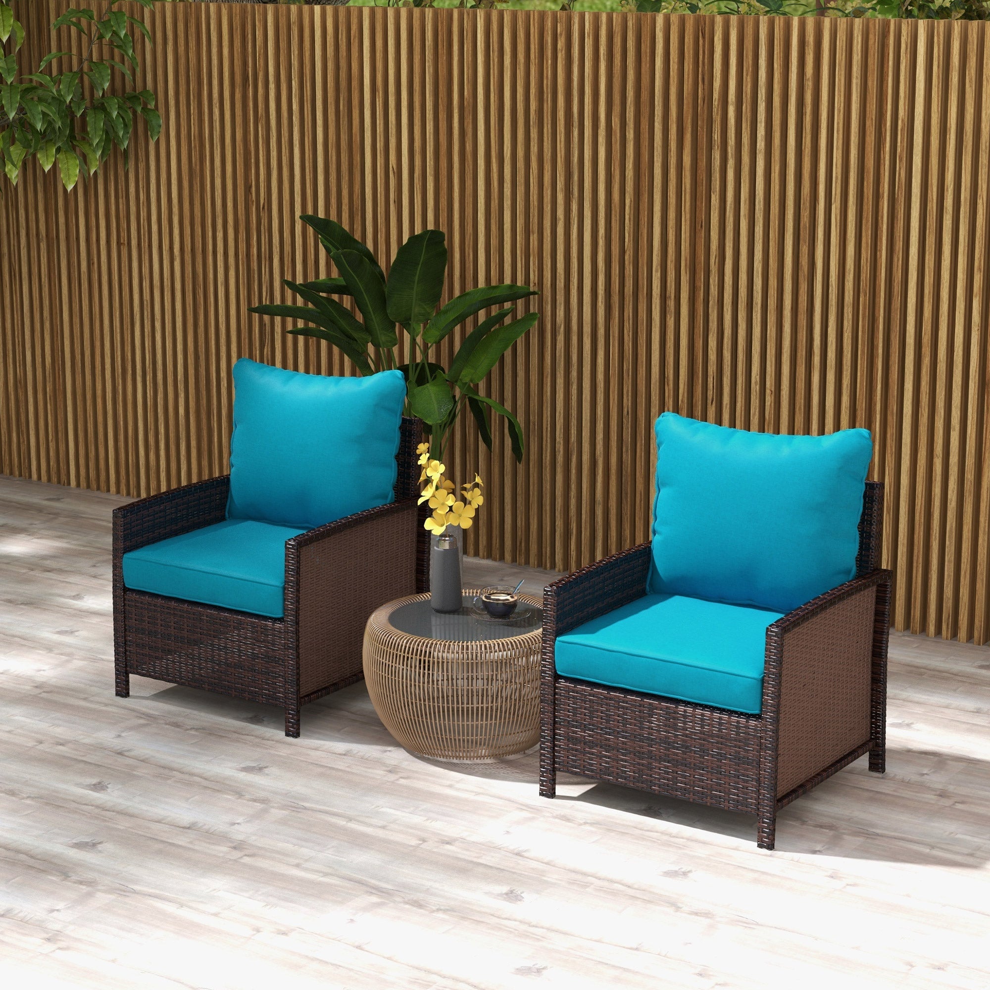 Outsunny 4-Piece Green Patio Chair Cushion Set with Back Support, Indoor/Outdoor Comfort, Easy-Tie Attachments