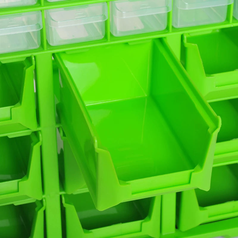 Plastic 39 Drawer Parts Organiser Wall Mount Storage Cabinet for Small Nuts Bolts Tool Green