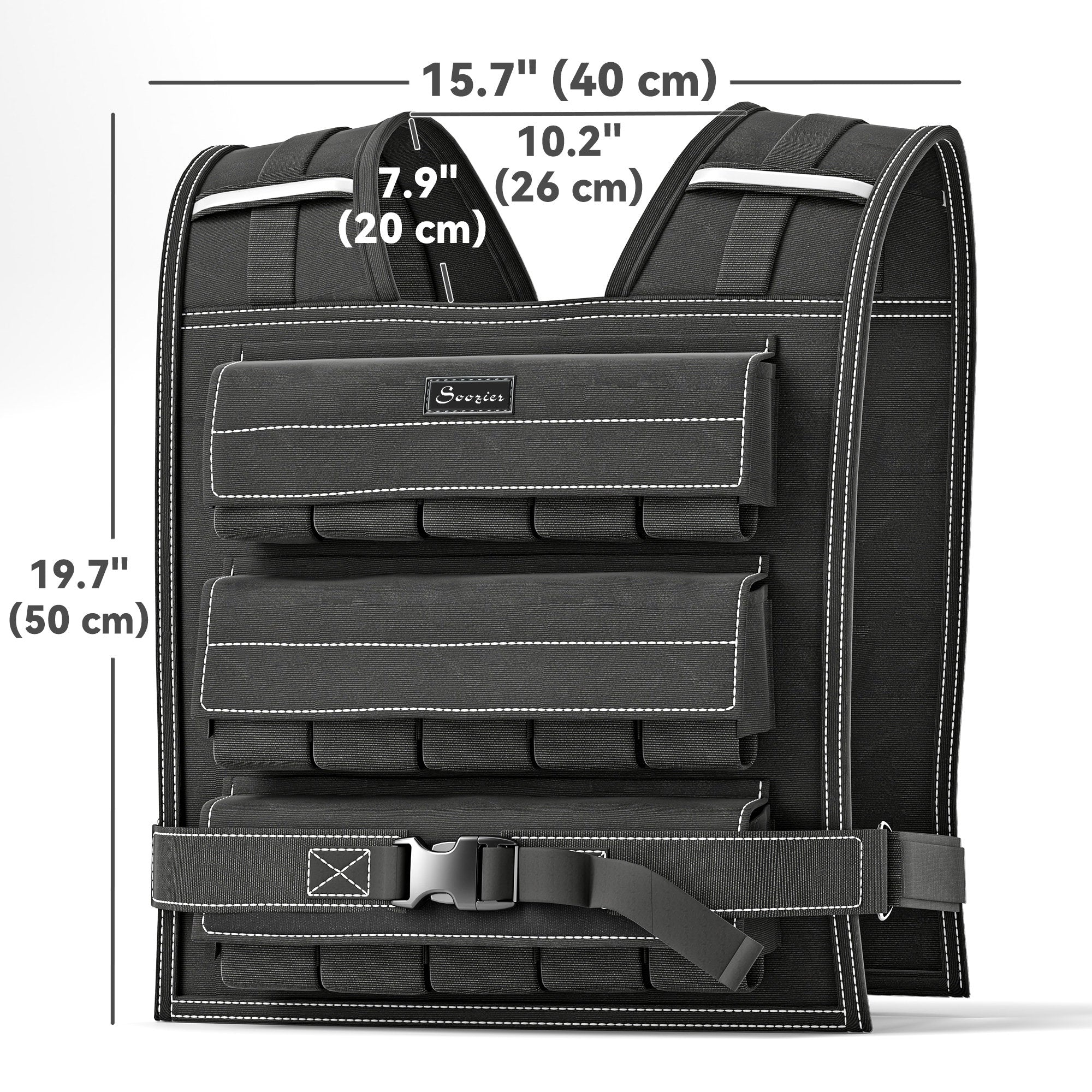 Soozier 33LBS Adjustable Weighted Vest, Weight Vest with Reflective Strips, Snug Fit for Men Women Running Strength Training