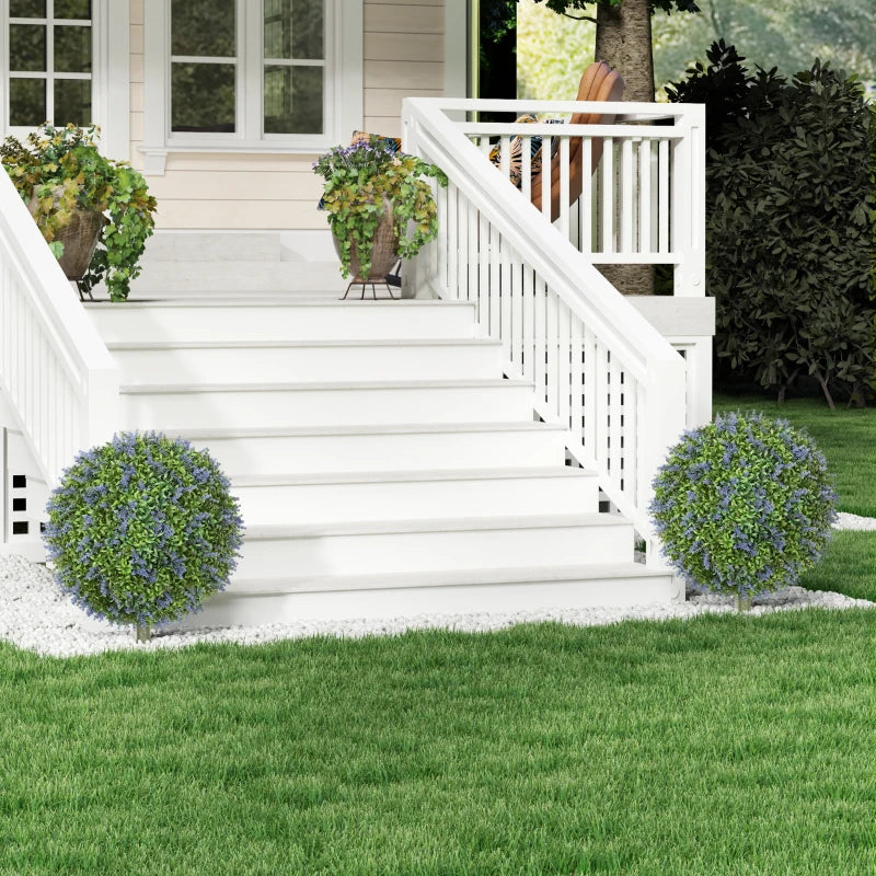 Artificial Plants Faux Lavender Set of 2, UV Protected Fake Plants with Ground Stakes for Indoor Outdoor Decor, Purple