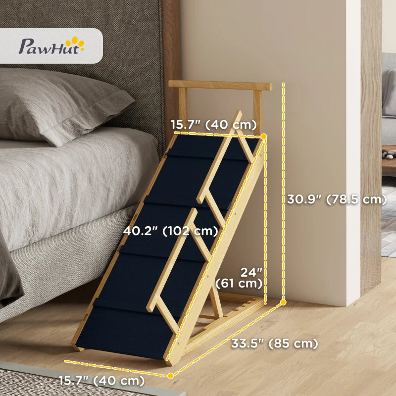 Adjustable Dog Stairs Foldable Dog Steps with Non-slip Mat for Small to Large Dogs for High Bed Sofa Couch