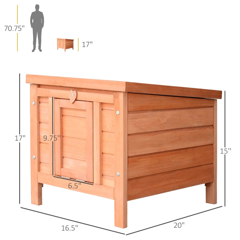 Wooden Rabbit Hutch Bunny Cage Outdoor Cat House Guinea Pig Cage Duck Shelter, Indoor Outdoor Use, 20"x16.5"x17", Orange