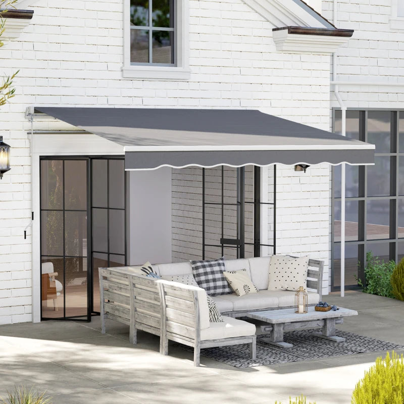 8' x 7' Retractable Awning, Patio Awnings, Sunshade Shelter with 280 g/m² UV & Water-Resistant Fabric, Dark Grey