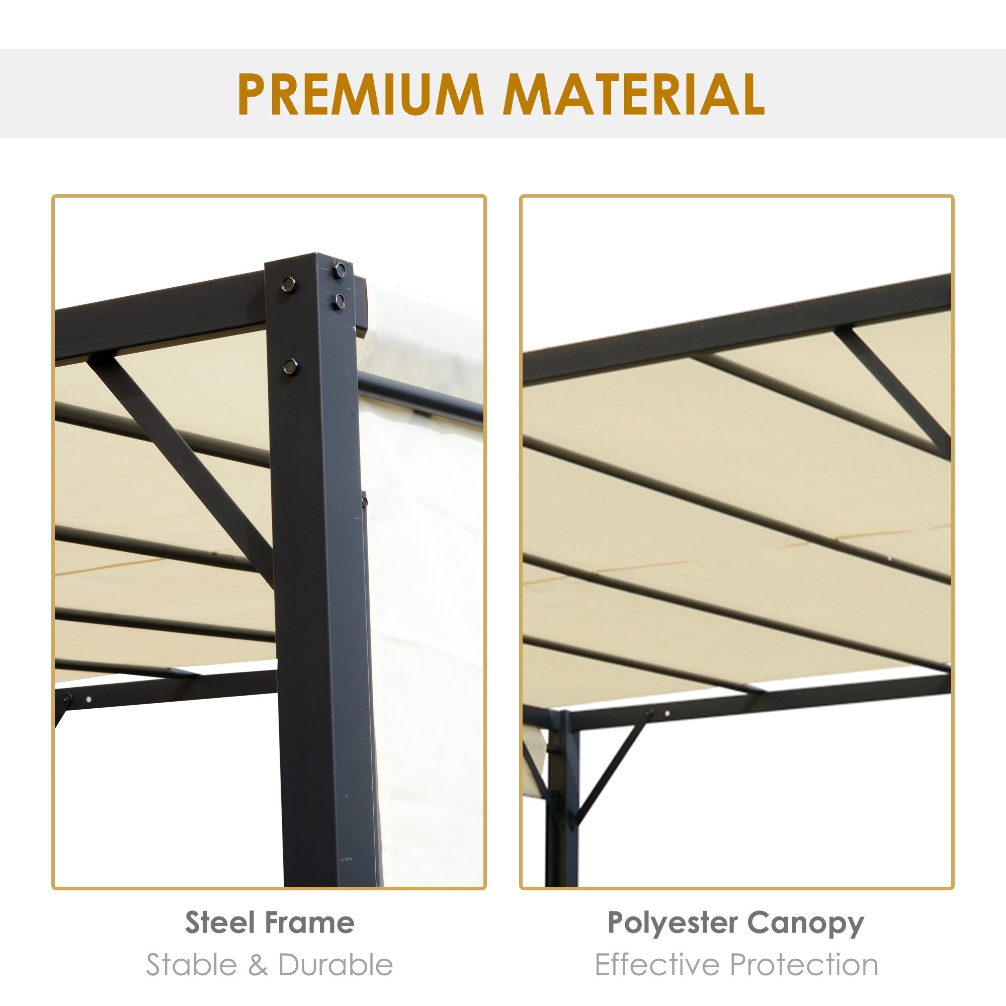 Outsunny 10'x10' Steel Pergola with Retractable Canopy Water Resistant Cream White