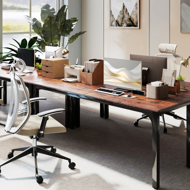 79" Computer Desk, Desktop Desk with Metal Legs, Rustic Brown