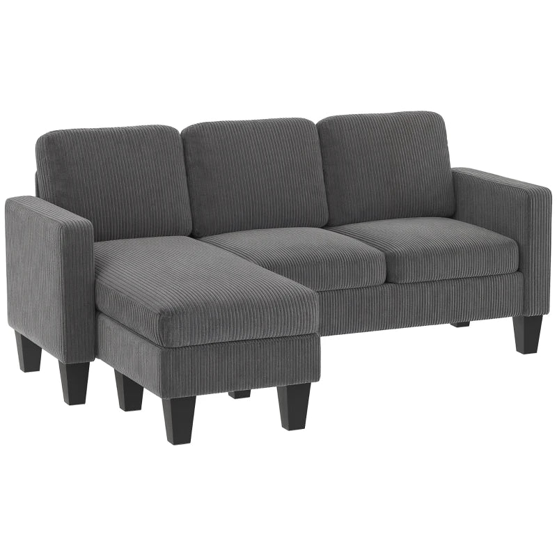 Sectional Sofa, L Shaped Couch, with Changeable Chaise or Ottoman, Dark Grey