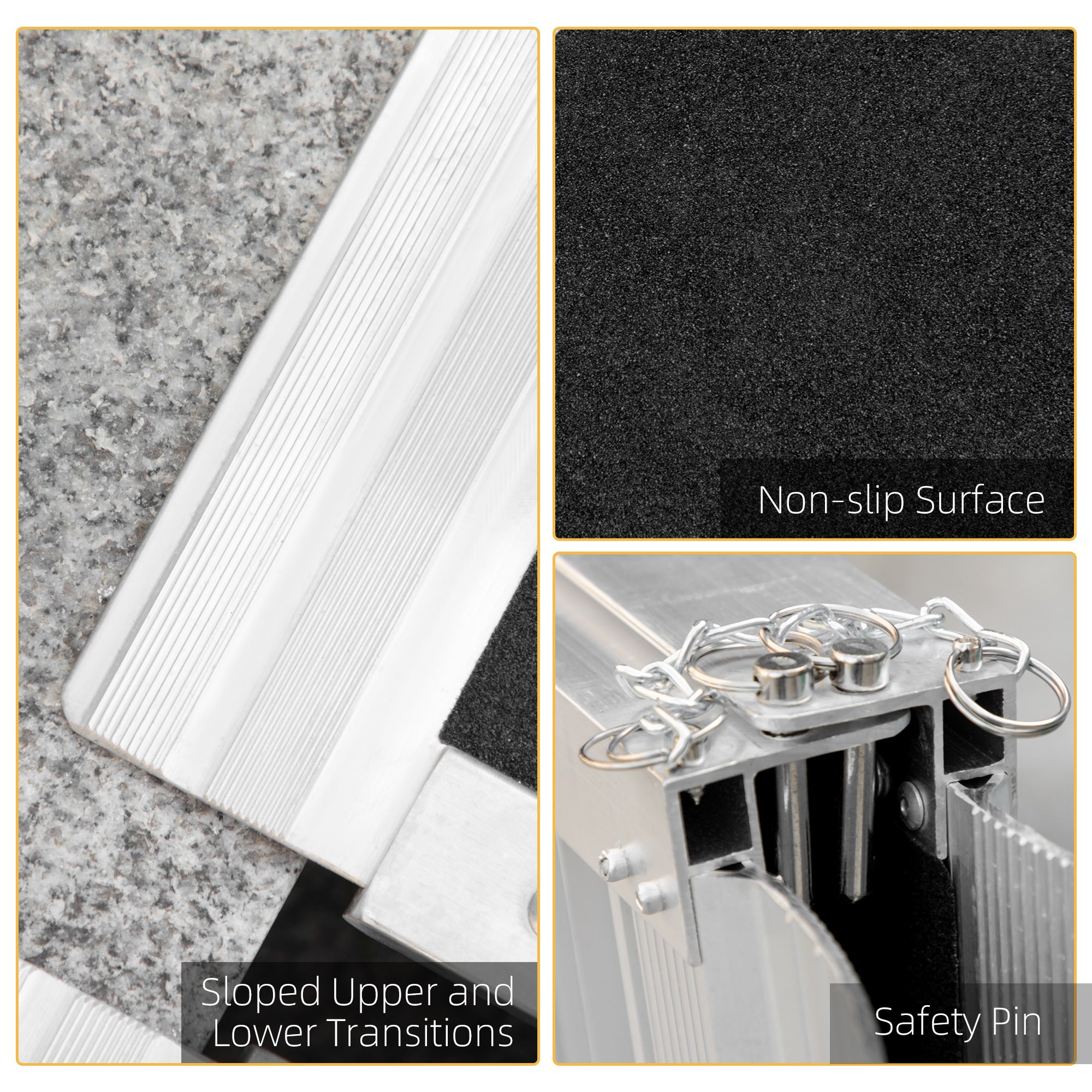 HOMCOM 4ft Aluminum Mobility Ramp: Portable Wheelchair/Scooter Threshold Ramp, Single-Fold Design with Handle