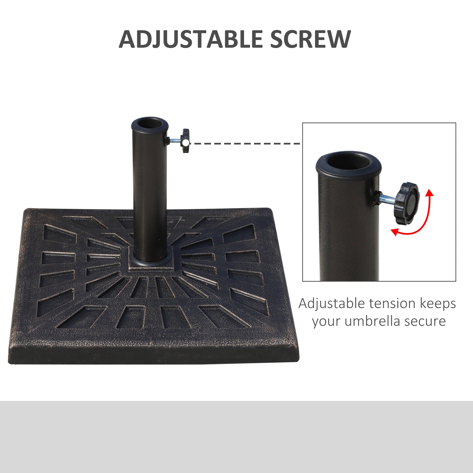 Outsunny Patio Umbrella Base: 18.5" Square Outdoor Resin Parasol Stand, Market Umbrella Holder for Deck, Bronze