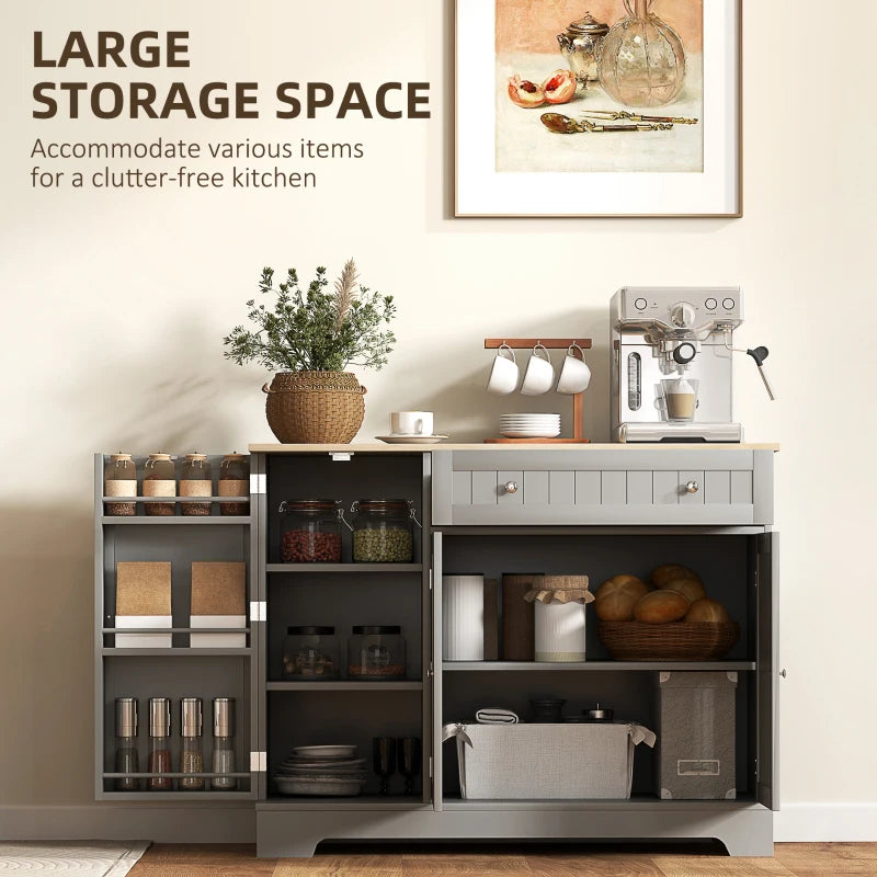 Modern Sideboard Cabinet, 41" Kitchen Buffet Cabinet with Drawer, Adjustable Shelf, 3 Doors for Dining Room, Grey