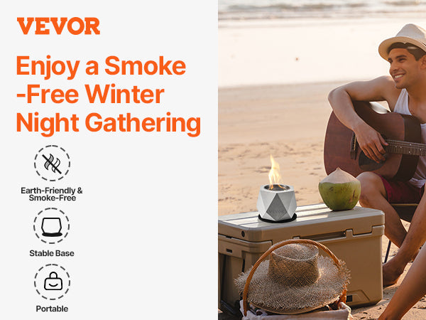 VEVOR Tabletop Fire Pit Bowl Concrete Fireplace Indoor Outdoor for Patio