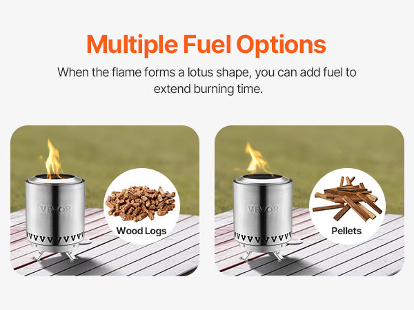 VEVOR Tabletop Fire Pit 6 inch Stainless Steel Fireplace Indoor Outdoor Silver