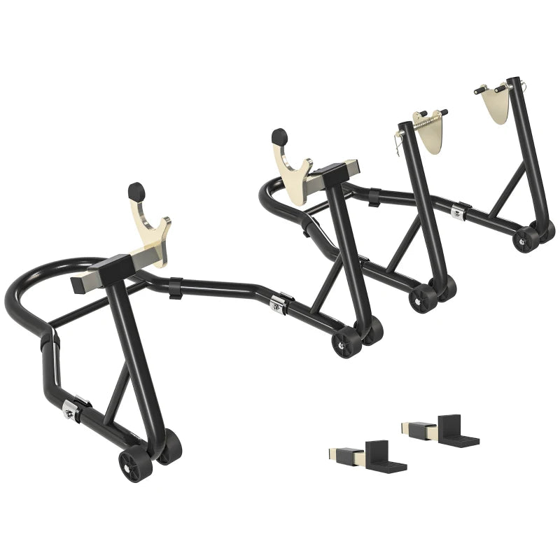 Motorcycle Stand Set, 850 lbs Capacity Front & Rear Combo Wheel Paddock Stand Lift for Dirt Bikes, Black