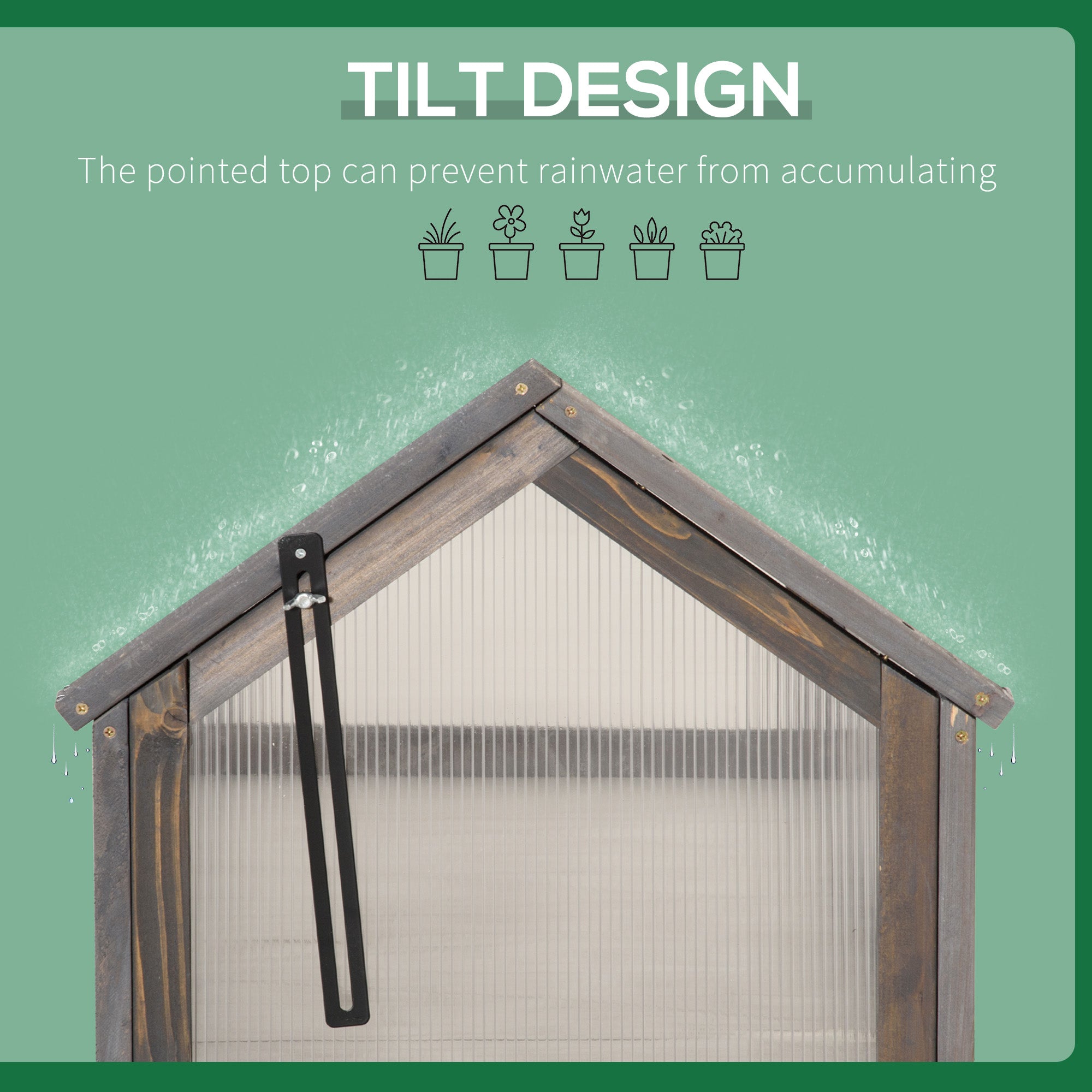 Outsunny Wooden Cold Frame Greenhouse Garden Portable Raised Planter with Openable Top for Indoor, Outdoor, Flowers, Vegetables, Plants, 35.5" x 20.5" x 19.5", Grey