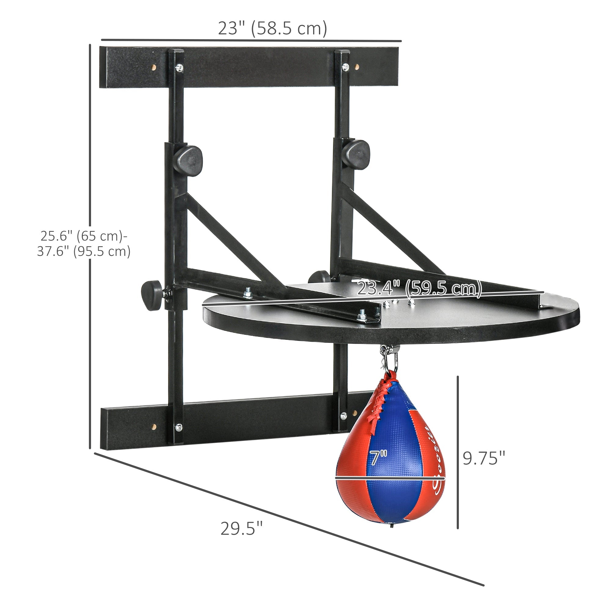Soozier Adjustable Speed Bag Platform Wall Mounted 360° Swivel Boxing Training Equipment Home Gym