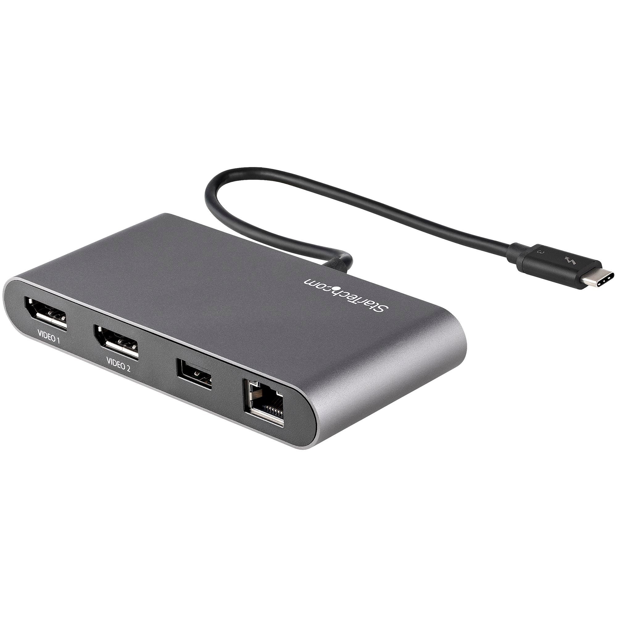 Thunderbolt 3 Mini Dock - Portable Dual Monitor Docking Station with DP 4K 60Hz, 1x USB-A Hub (USB 3.0/5 Gbps), GbE - 11in/28cm Cable - TB3 Multiport Adapter - Mac/Windows