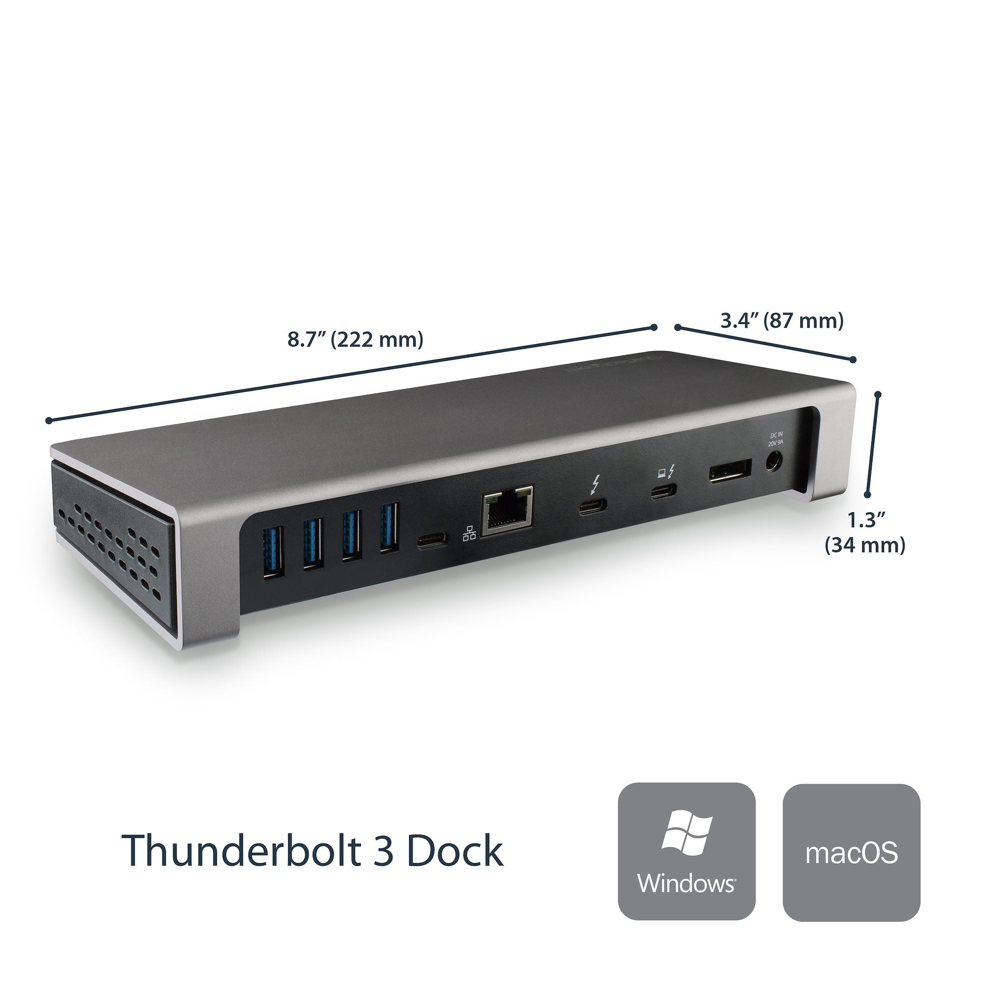 Thunderbolt 3 Dock - Dual Monitor 4K 60Hz TB3 Laptop Docking Station with DisplayPort - 85W Power Delivery Charging - 6-Port USB 3.0 Hub, SD 4.0, GbE, Audio - Windows & Mac