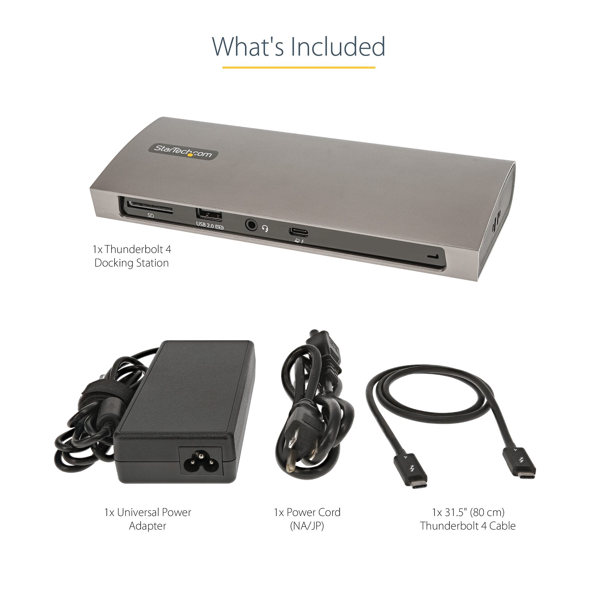 Thunderbolt 4 Dock, 96W Power Delivery, Single 8K/Dual Monitor 4K 60Hz, 3xTB4/USB4 ports, 4xUSB-A, SD, GbE, Thunderbolt 4 Docking Station for Windows or TB3 MacBook, 0.8m Cable