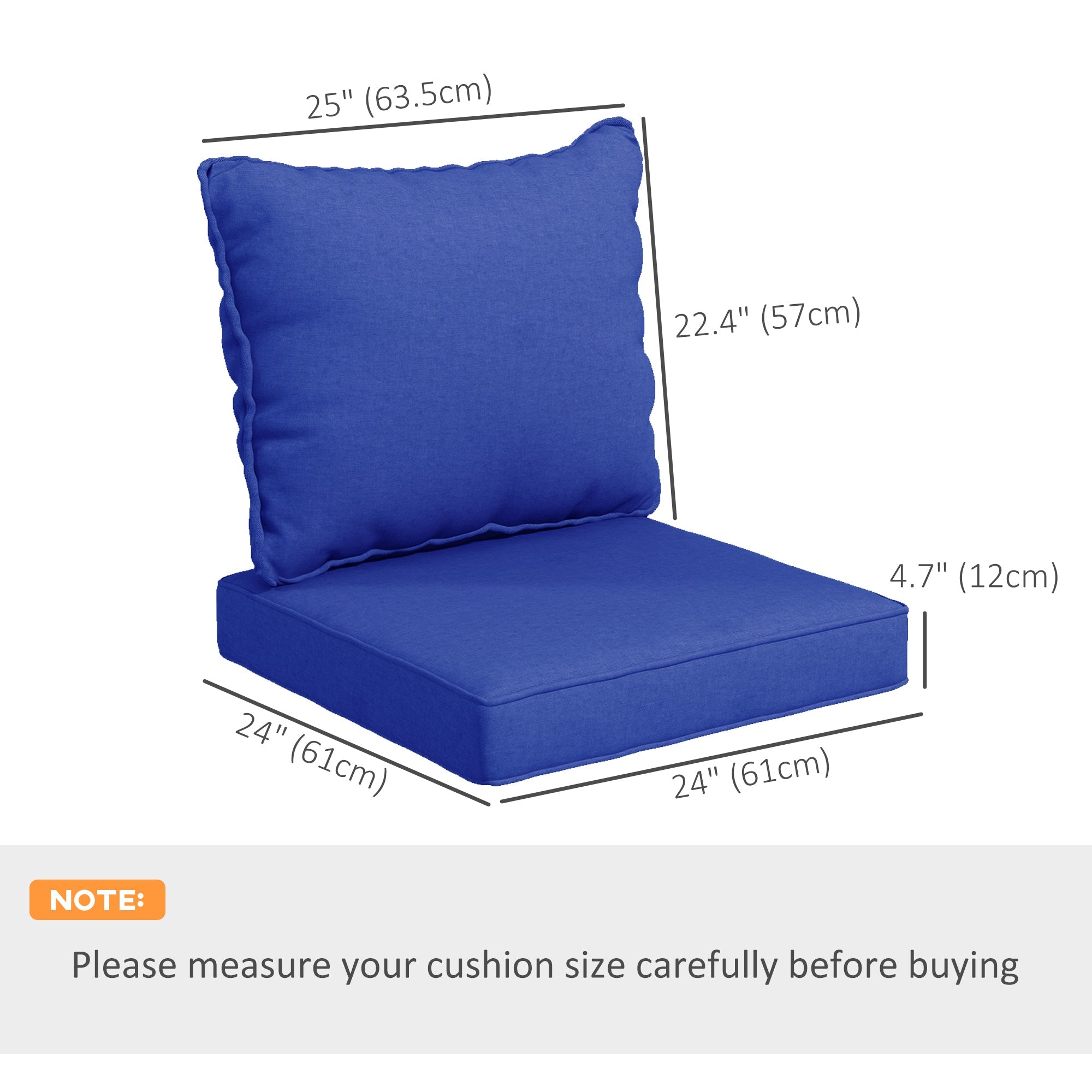 Outsunny Patio Chair Cushions Set 4-Piece Replacement Cushions with Back for Outdoor Indoor Navy Blue