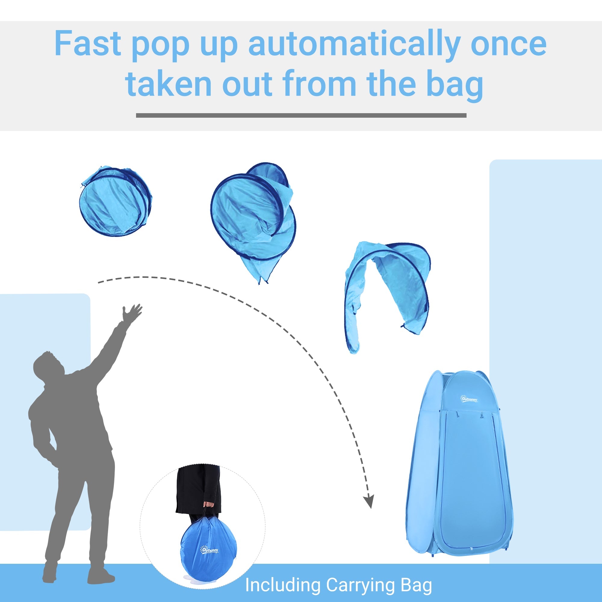 Outsunny Portable Pop Up Shower Tent Blue Dressing Changing Room Privacy Shelter for Camping Outdoor Beach
