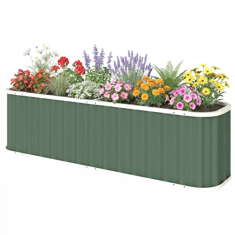 Galvanized Raised Garden Bed, Deep Rot Planter Box, Outdoor Garden Bed with Plant Labels, 7' x 2' x 2', Light Green