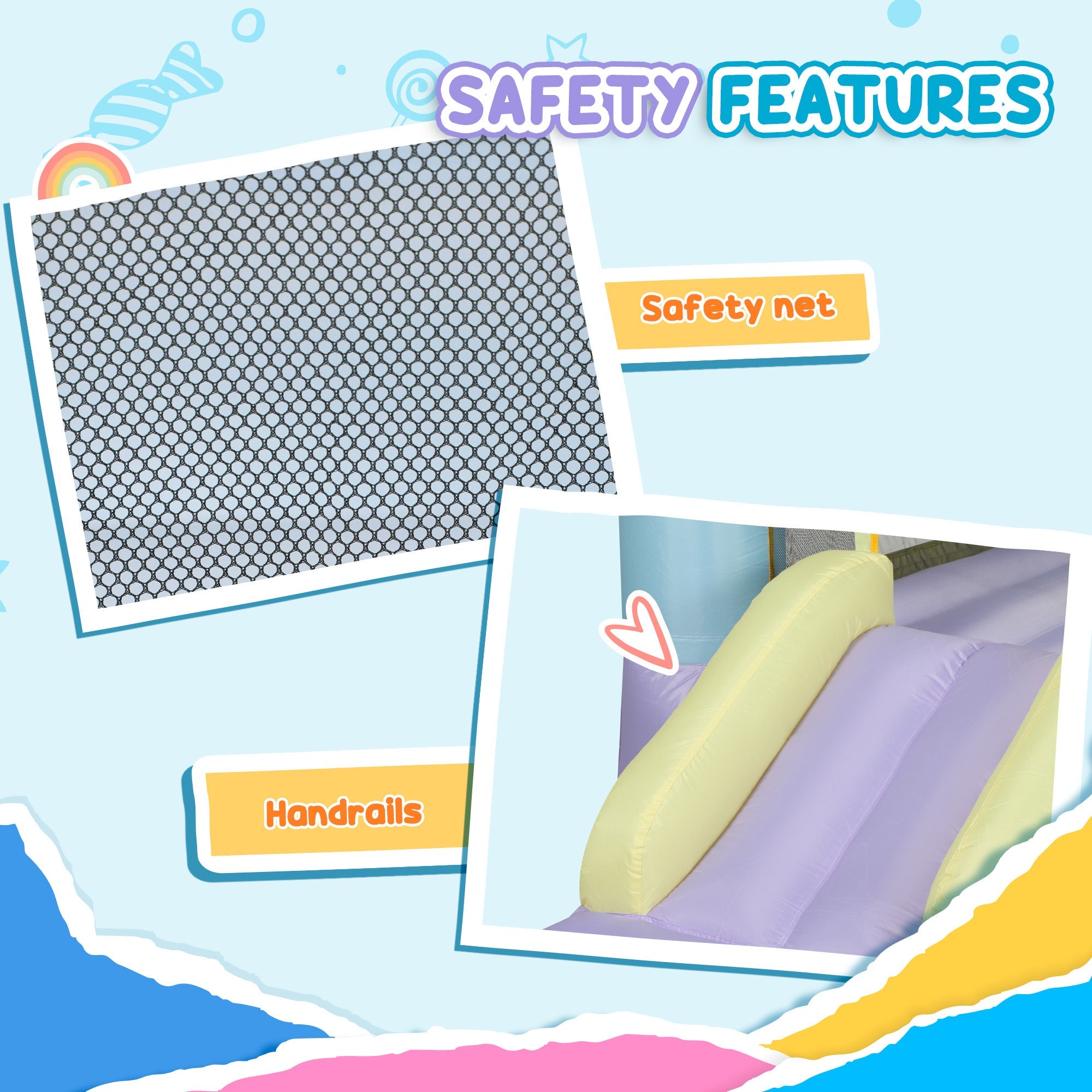 Qaba Inflatable Bounce House with Blower, Slide, Outdoor & Indoor Bouncy Castle for Kids Ages 3-8, 98" x 65" x 79"