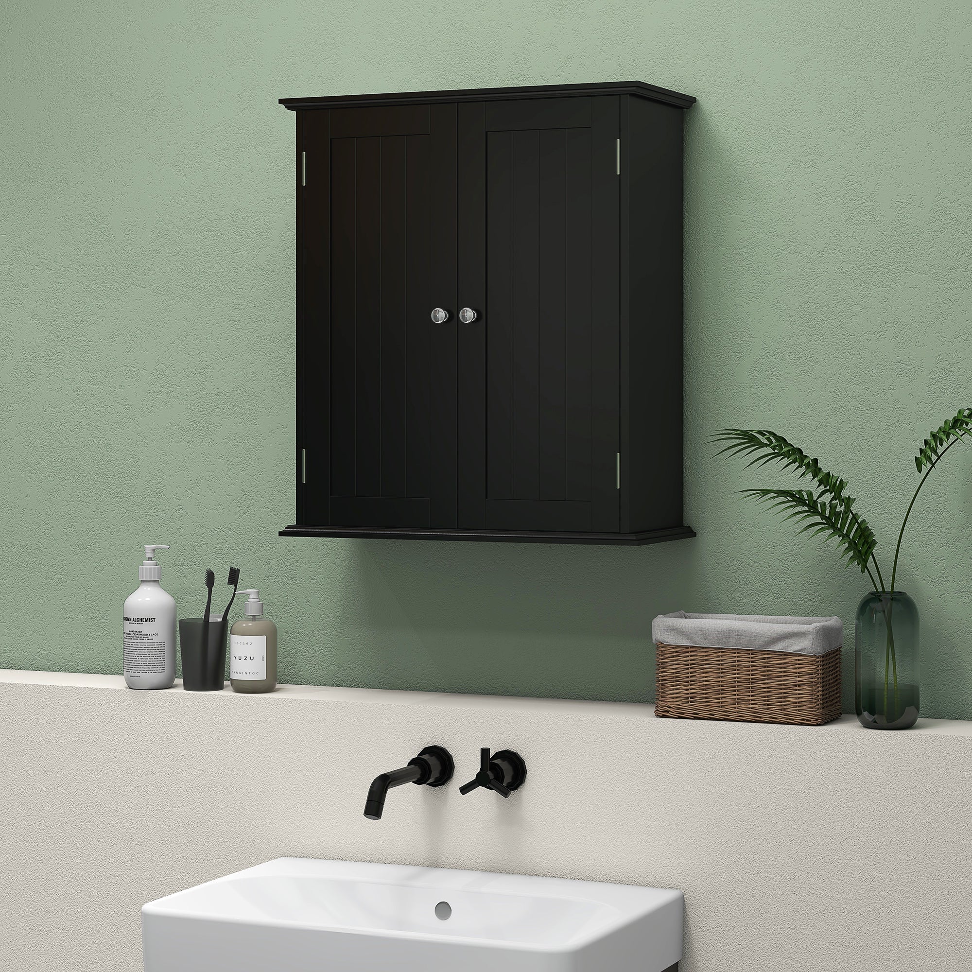 HOMCOM Wall Mount Over Toilet Bathroom Medicine Cabinet with Adjustable Shelves 2 Door Storage