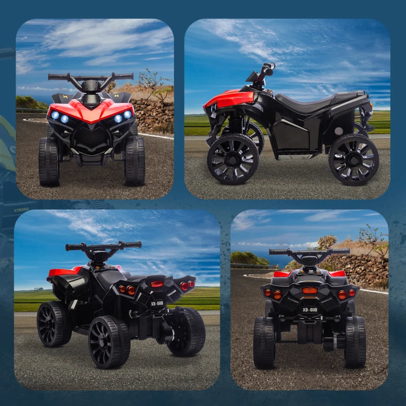 Qaba 6V Kids ATV, 4 Wheeler Electric Ride on Car with Music and LED Headlights, for Ages 37-72 Months Boys and Girls, Red