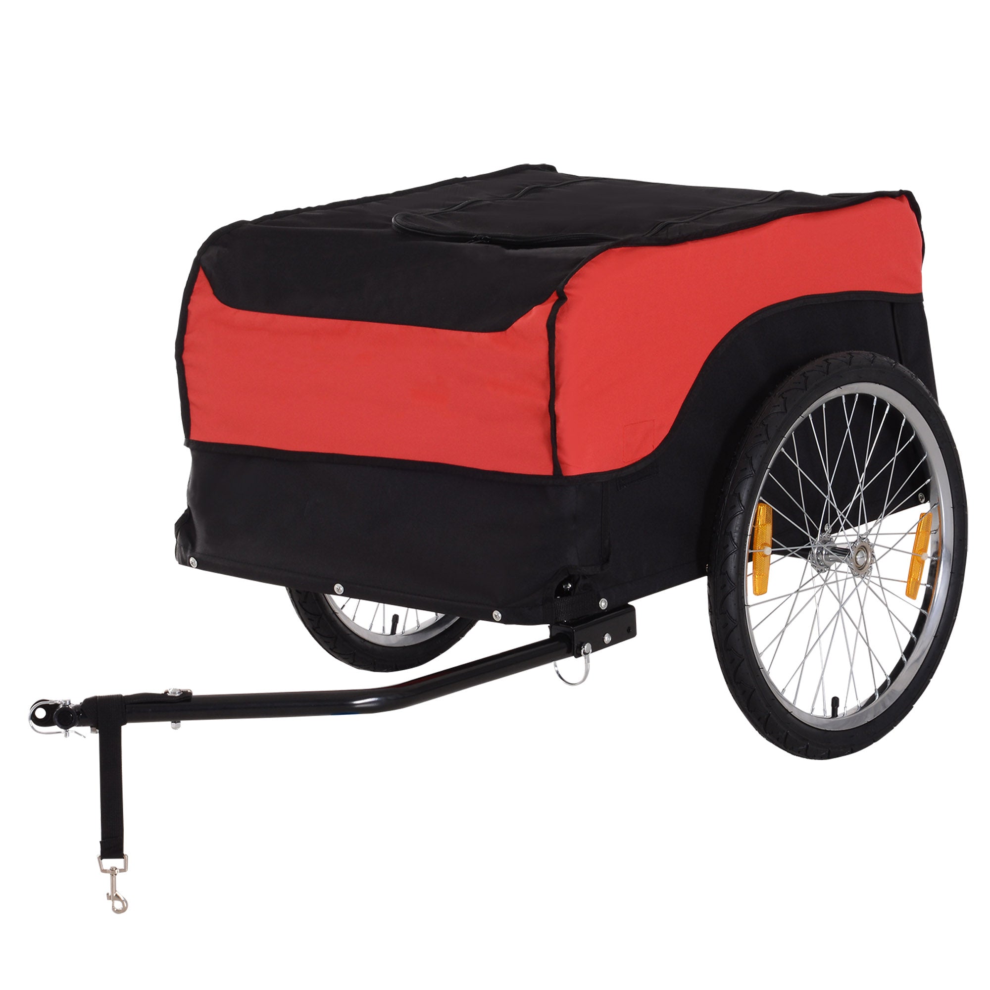 Aosom Bicycle Cargo Trailer with Cover Bike Luggage Carrier Cart Black Red