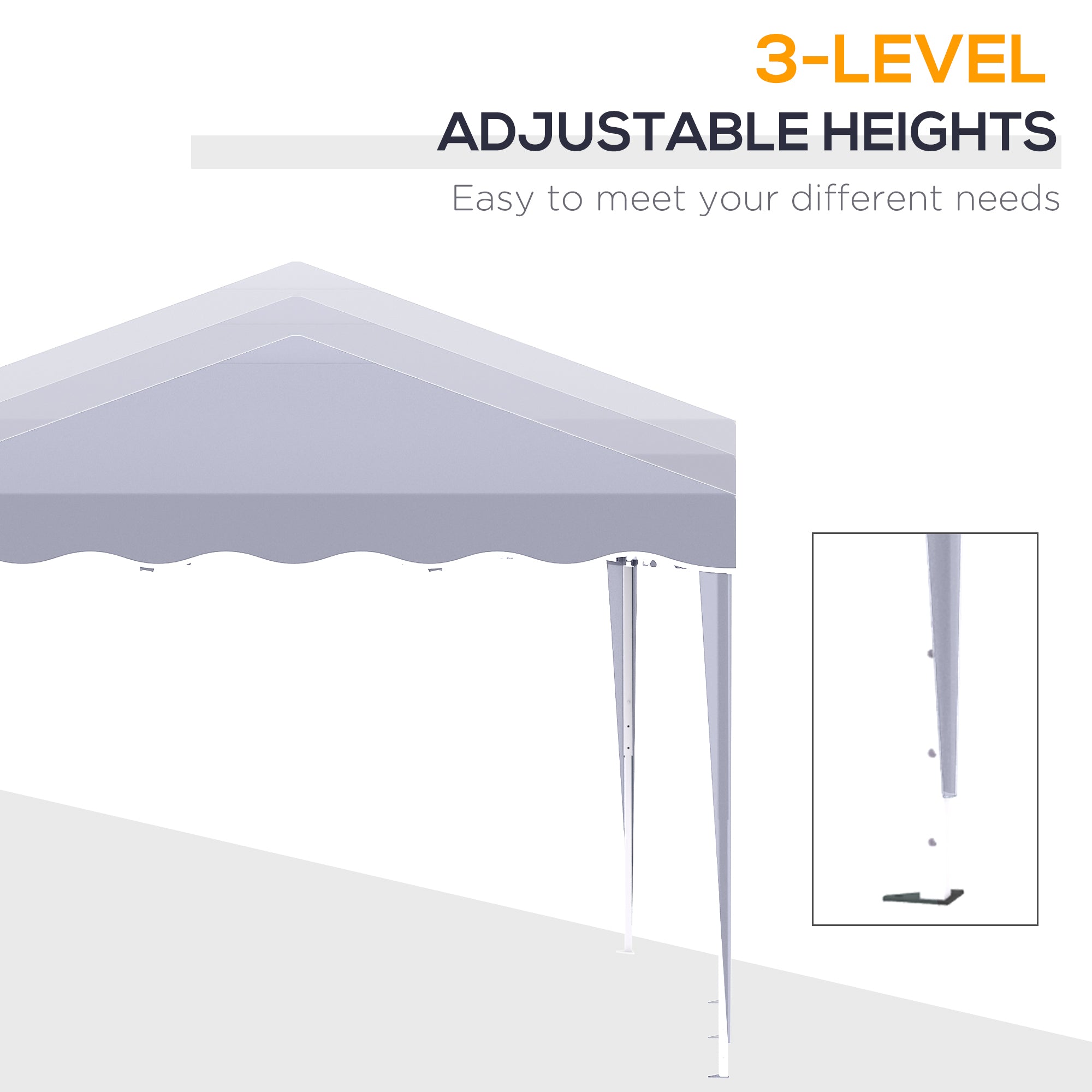 Outsunny 10' x 10' Pop Up Canopy Tent, Instant Shelter with Adjustable Height, Garden Outdoor Party Tent with Carry Bag, White