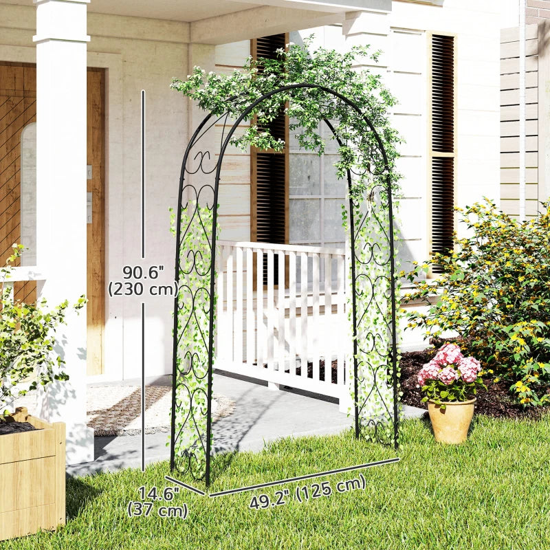 Steel Garden Arch, 7.5' Garden Arbor Trellis for Climbing Plants, Roses, Wedding Arch for Outdoor Bridal Party, Ceremony