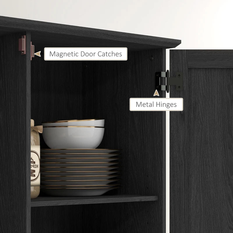 70" Tall Kitchen Pantry Cabinet with Door Shelves and Adjustable Shelves, Black Wood Grain