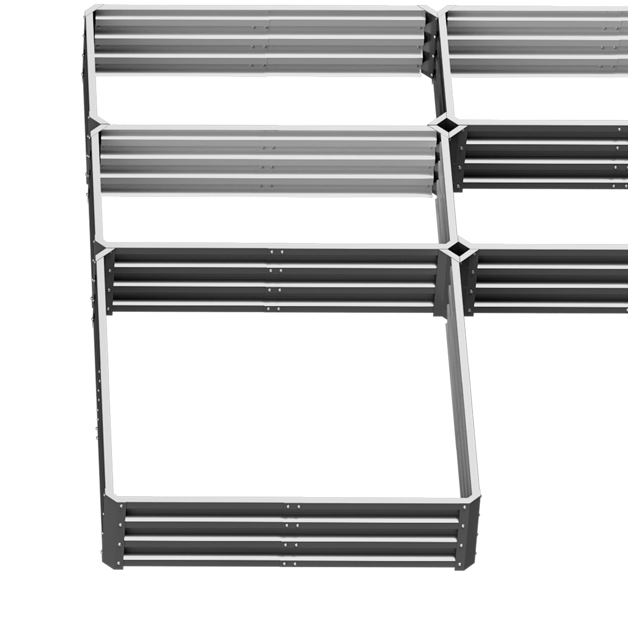 Outsunny 5-Tier Raised Garden Box, Metal Modular Planter Bed for Flowers, Vegetables & Herbs, Large Grey
