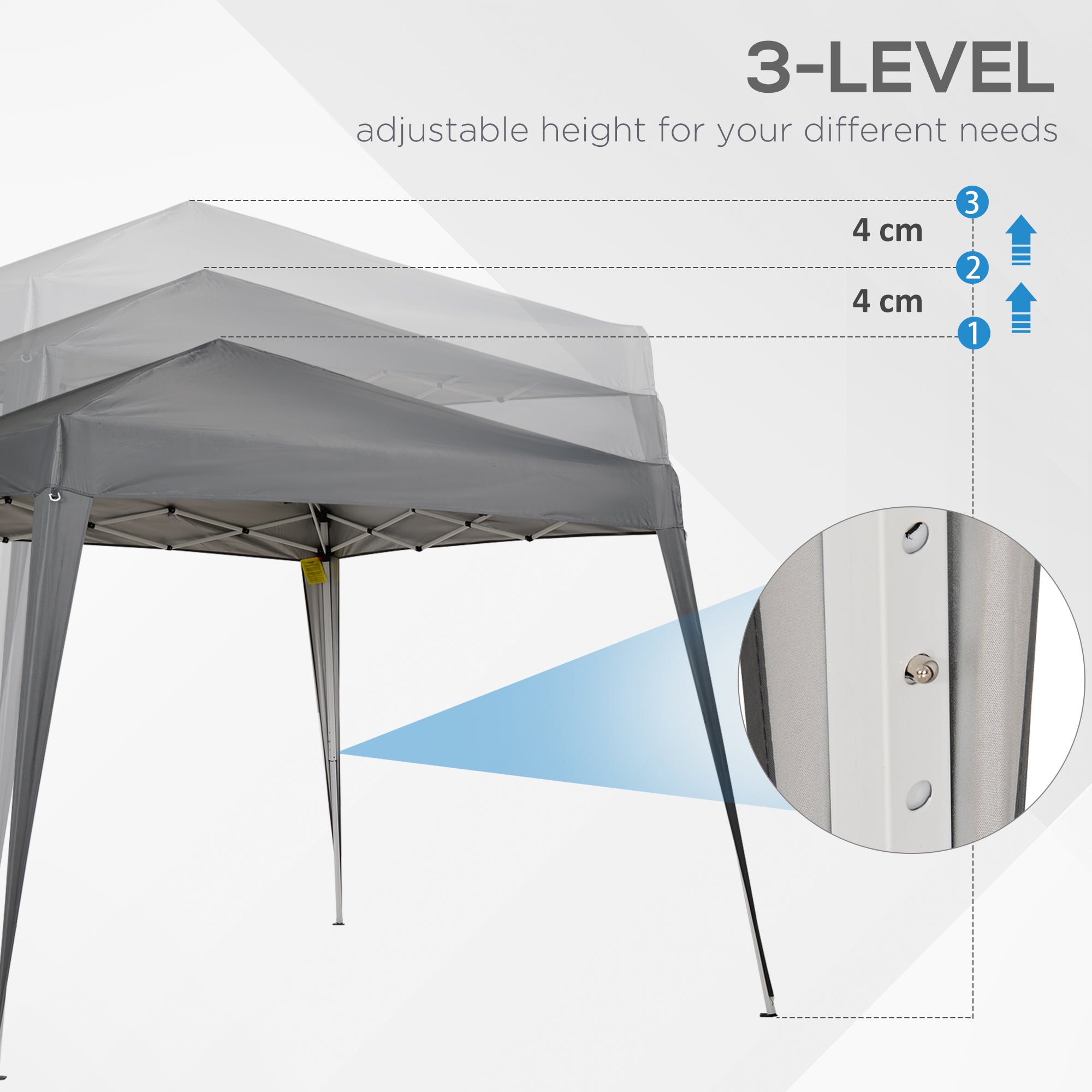 Outsunny 8' x 8' Pop Up Canopy, Outdoor Folding Tent, Portable Party Tent with Carrying Bag for Camping, Party, Picnic, Grey