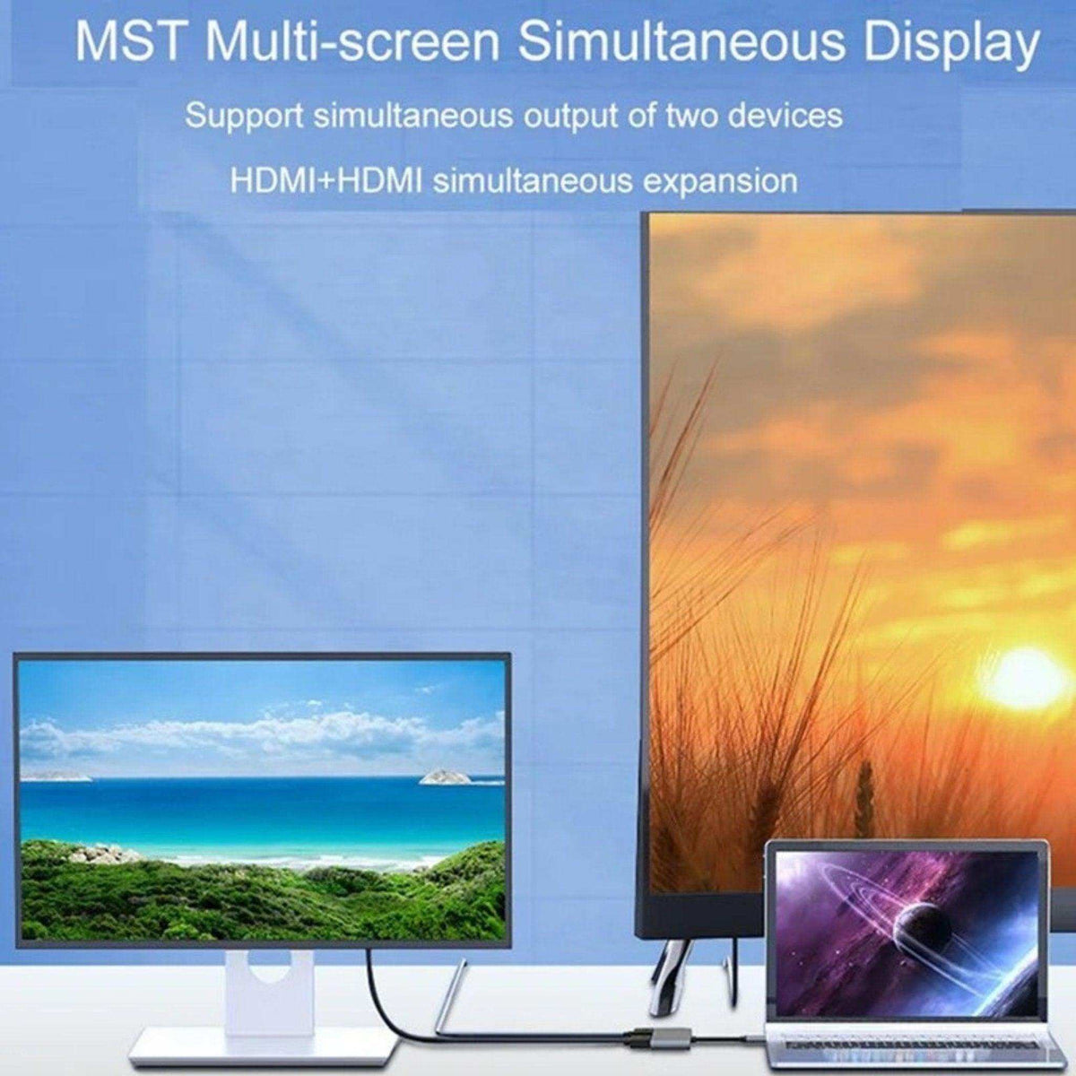 TUTT 4 In 1 4K Dual Monitor HDMI Video Type-C Hub Docking Station USB C To Dual 4K HDMI MST Adapter With 2 HDMI USB 3.0 and PD