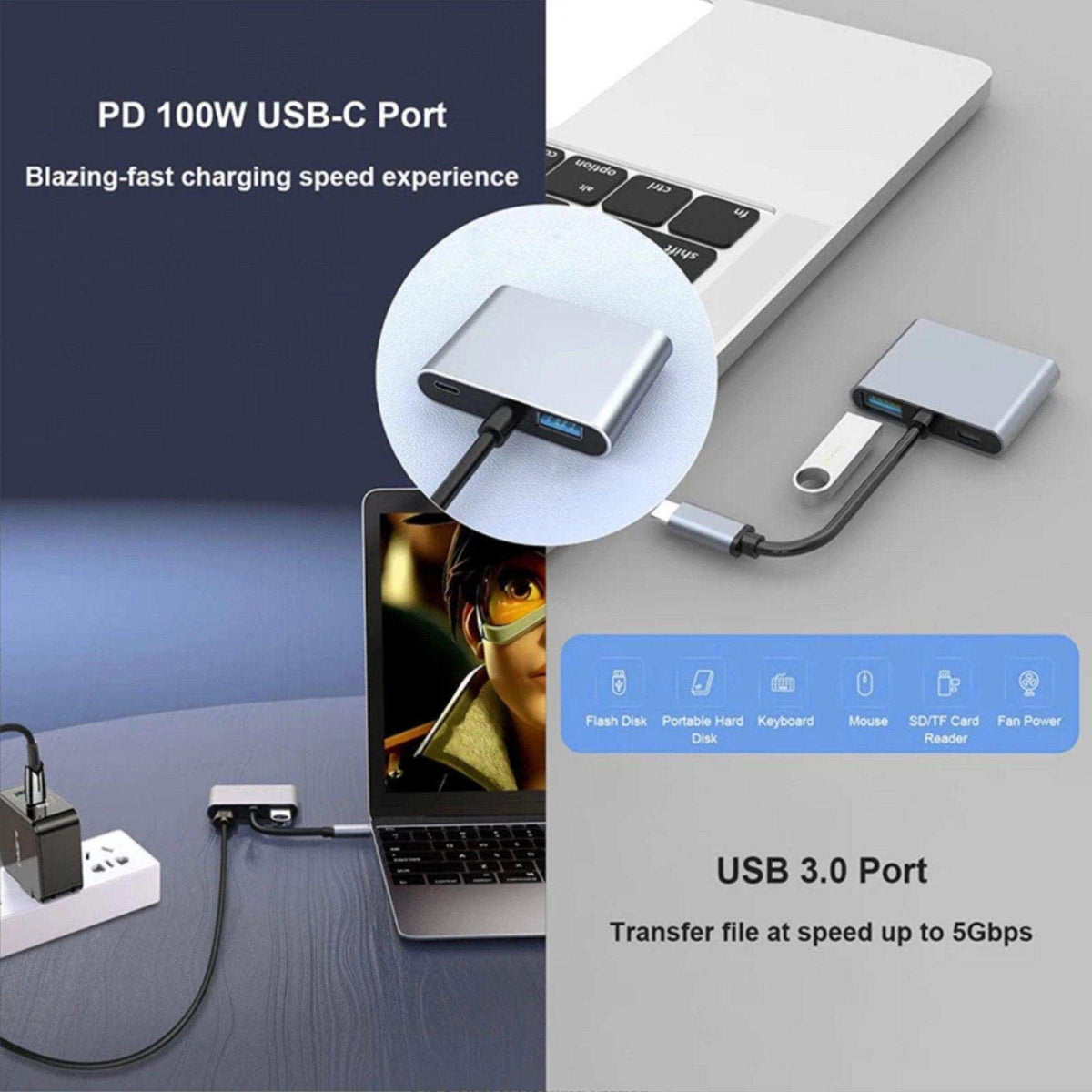 TUTT 4 In 1 4K Dual Monitor HDMI Video Type-C Hub Docking Station USB C To Dual 4K HDMI MST Adapter With 2 HDMI USB 3.0 and PD