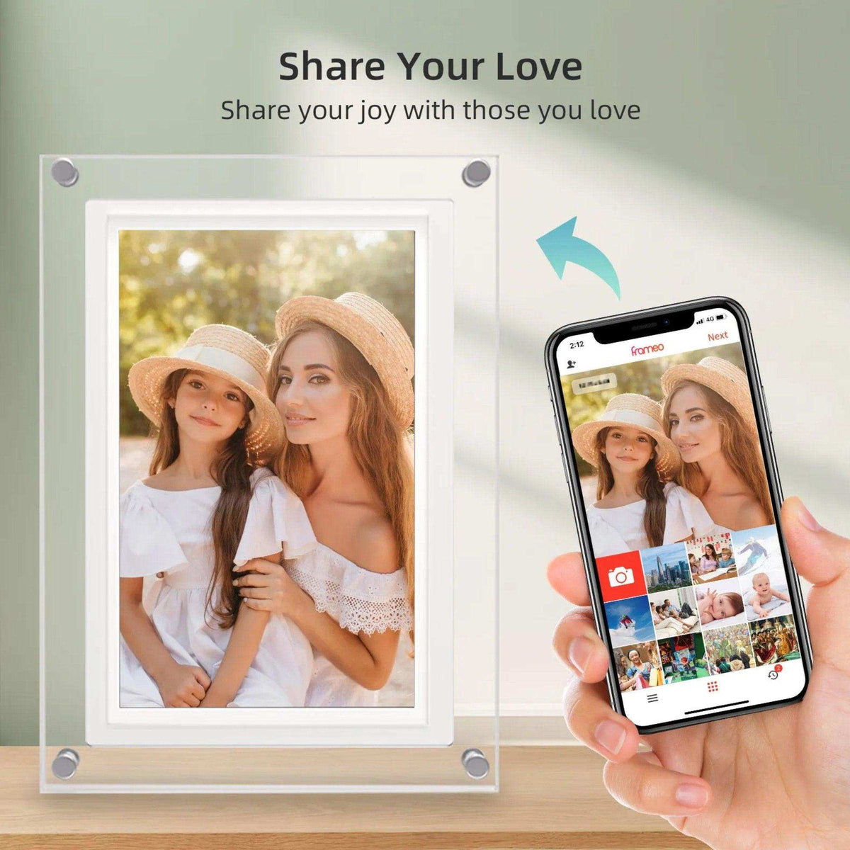 TUTT 7" and 10” Acrylic Digital Photo Frame | WiFi | IPS Touchscreen | 32GB Built-In Storage | Frameo App