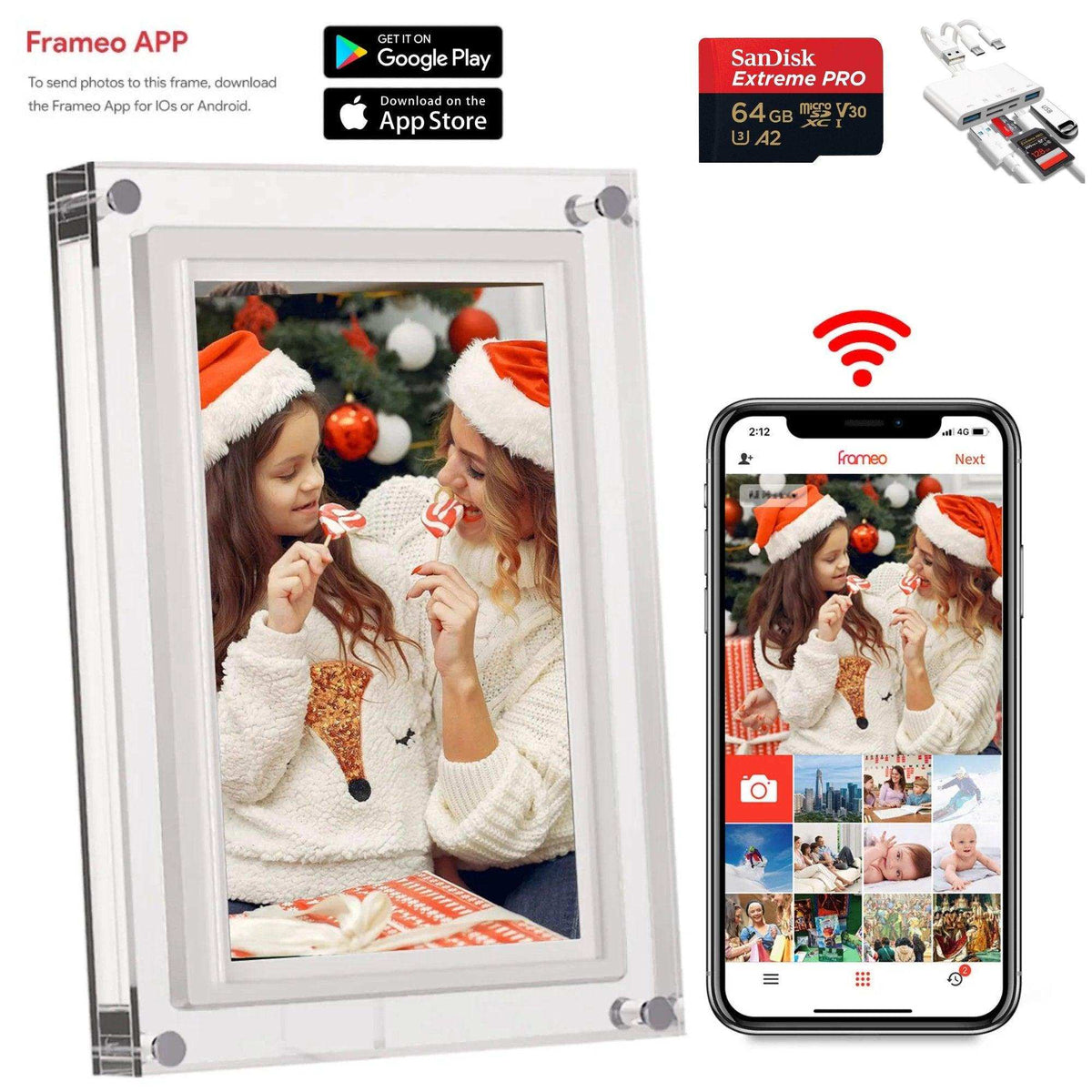 TUTT 7" and 10” Acrylic Digital Photo Frame | WiFi | IPS Touchscreen | 32GB Built-In Storage | Frameo App