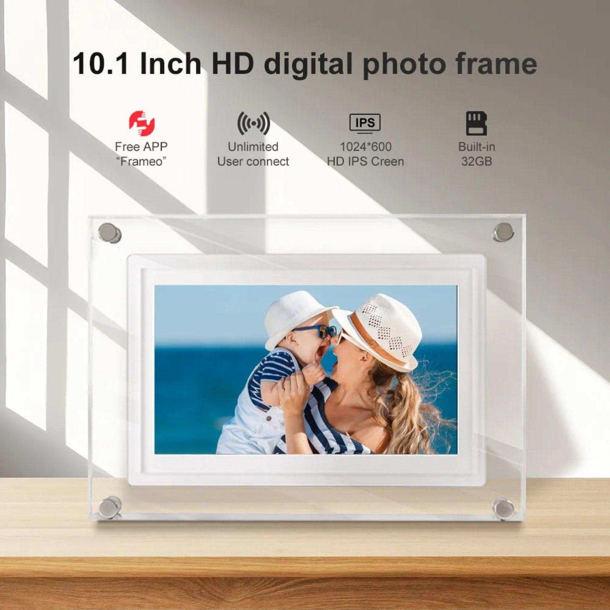 TUTT 7" and 10” Acrylic Digital Photo Frame | WiFi | IPS Touchscreen | 32GB Built-In Storage | Frameo App