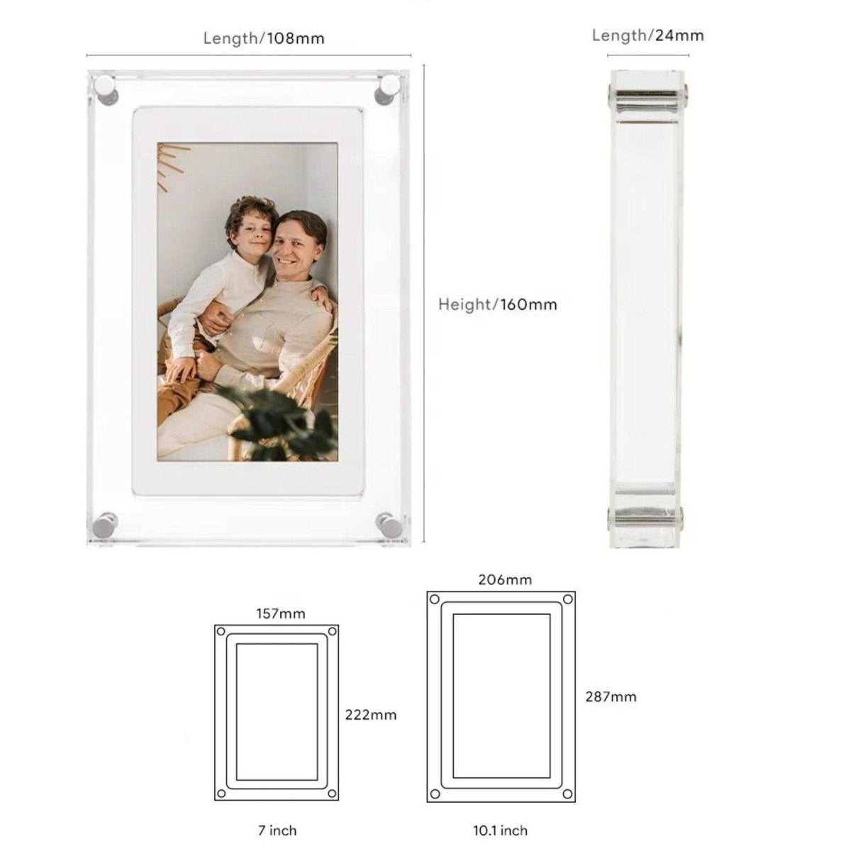 TUTT 7" and 10” Acrylic Digital Photo Frame | WiFi | IPS Touchscreen | 32GB Built-In Storage | Frameo App