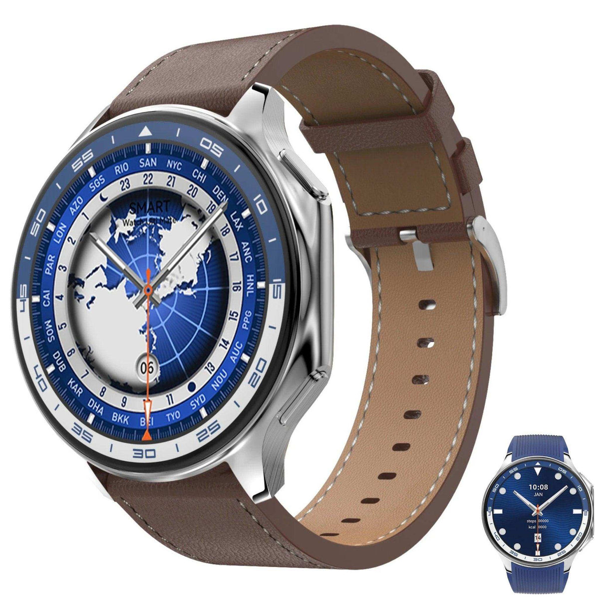 TUTT Classic AMOLED Ultra-Slim/Light 1.43" HD Smart Watch for Men | 4GB RAM AI | 3 Straps Premium Leather & Rubber | Always-On Dial Smartwatch