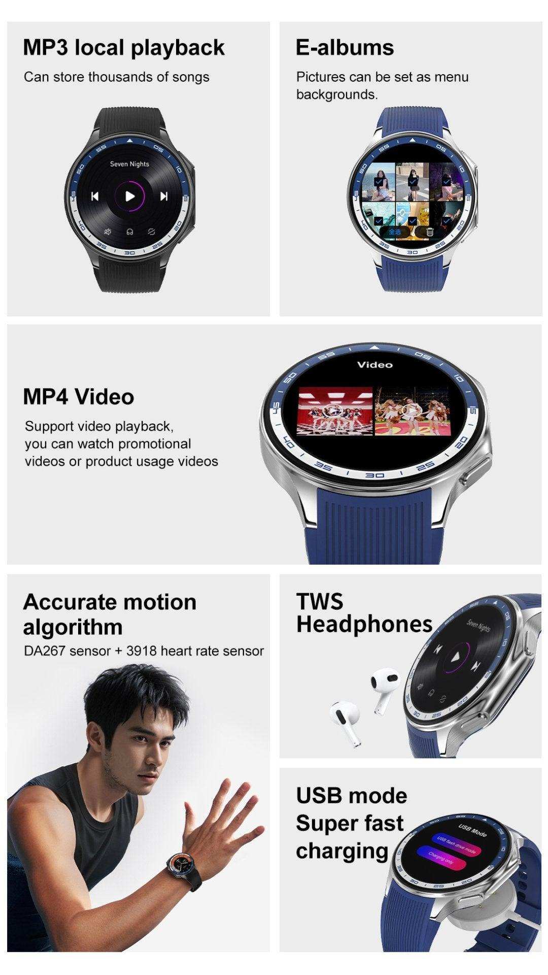 TUTT Classic AMOLED Ultra-Slim/Light 1.43" HD Smart Watch for Men | 4GB RAM AI | 3 Straps Premium Leather & Rubber | Always-On Dial Smartwatch
