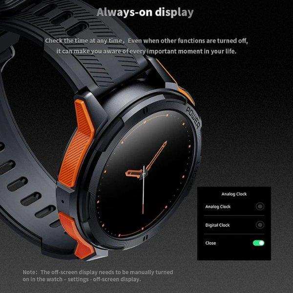 TUTT Smartwatch for Men | 1 ATM 10 Meter Depth AMOLED screen | 410mah Long Battery Life Fitness Health Tracking Smart Watch Military Rugged C25