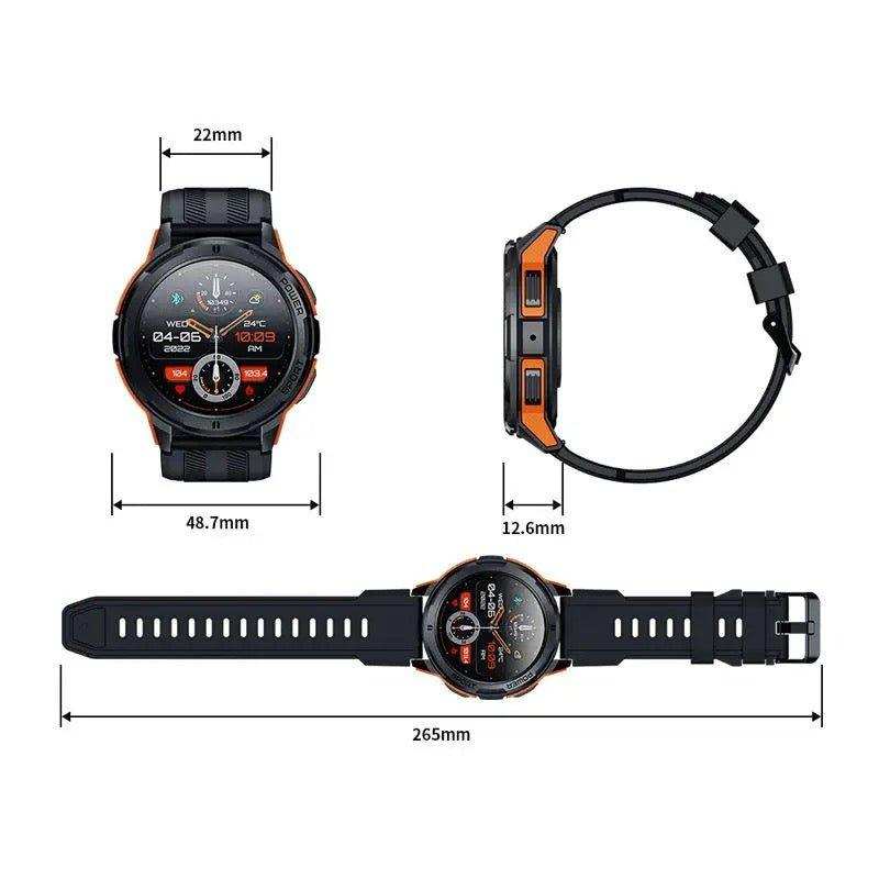TUTT Smartwatch for Men | 1 ATM 10 Meter Depth AMOLED screen | 410mah Long Battery Life Fitness Health Tracking Smart Watch Military Rugged C25