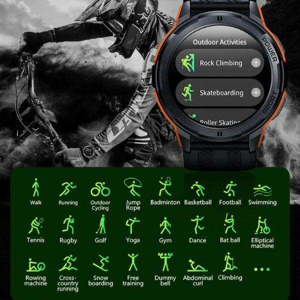 TUTT Smartwatch for Men | 1 ATM 10 Meter Depth AMOLED screen | 410mah Long Battery Life Fitness Health Tracking Smart Watch Military Rugged C25