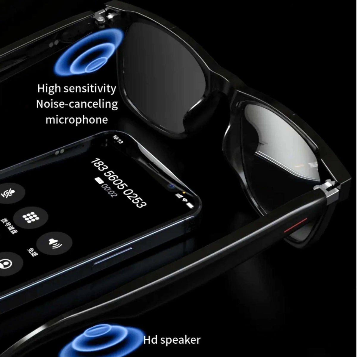 TUTT Bluetooth Smart Glasses Anti-Blue Ray | Wireless Call & Music AI Voice & Camera Control Sunglasses | E13 Anti Blue Ray Test Kit | Replaceable With Prescription