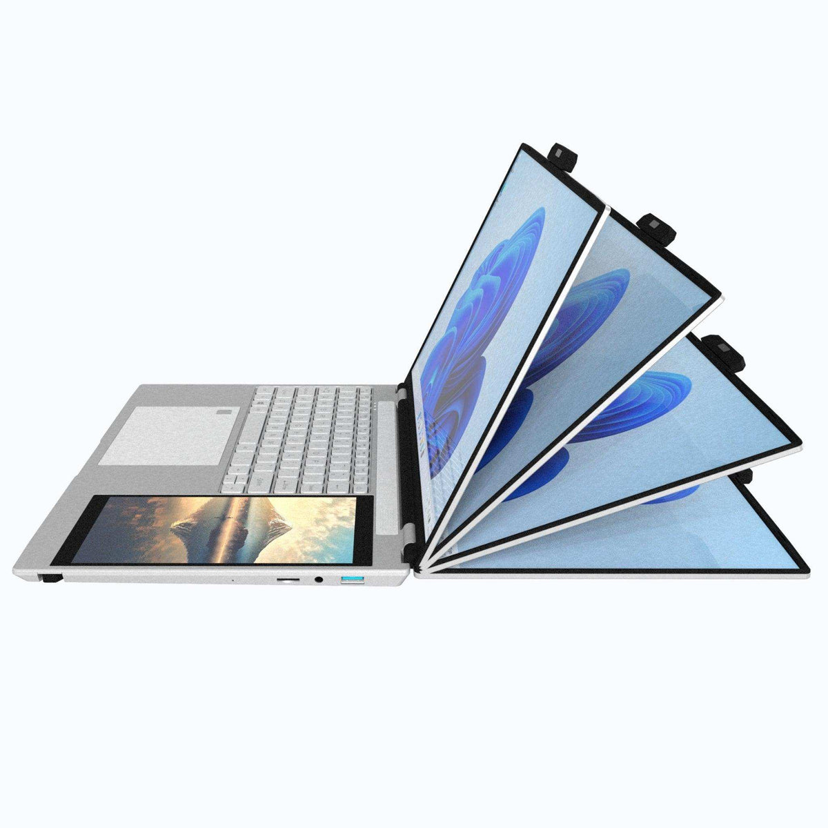 TUTT E156D 15.6" Laptop IPS Dual Screen 7” Mini Touch Screen Silver (1 TB SSD/ 32 GB RAM) | Intel® N95 CPU, Dual-band 2.4G/5G WIFI BacklitKeyboard | Windows 11 Pro with Mouse