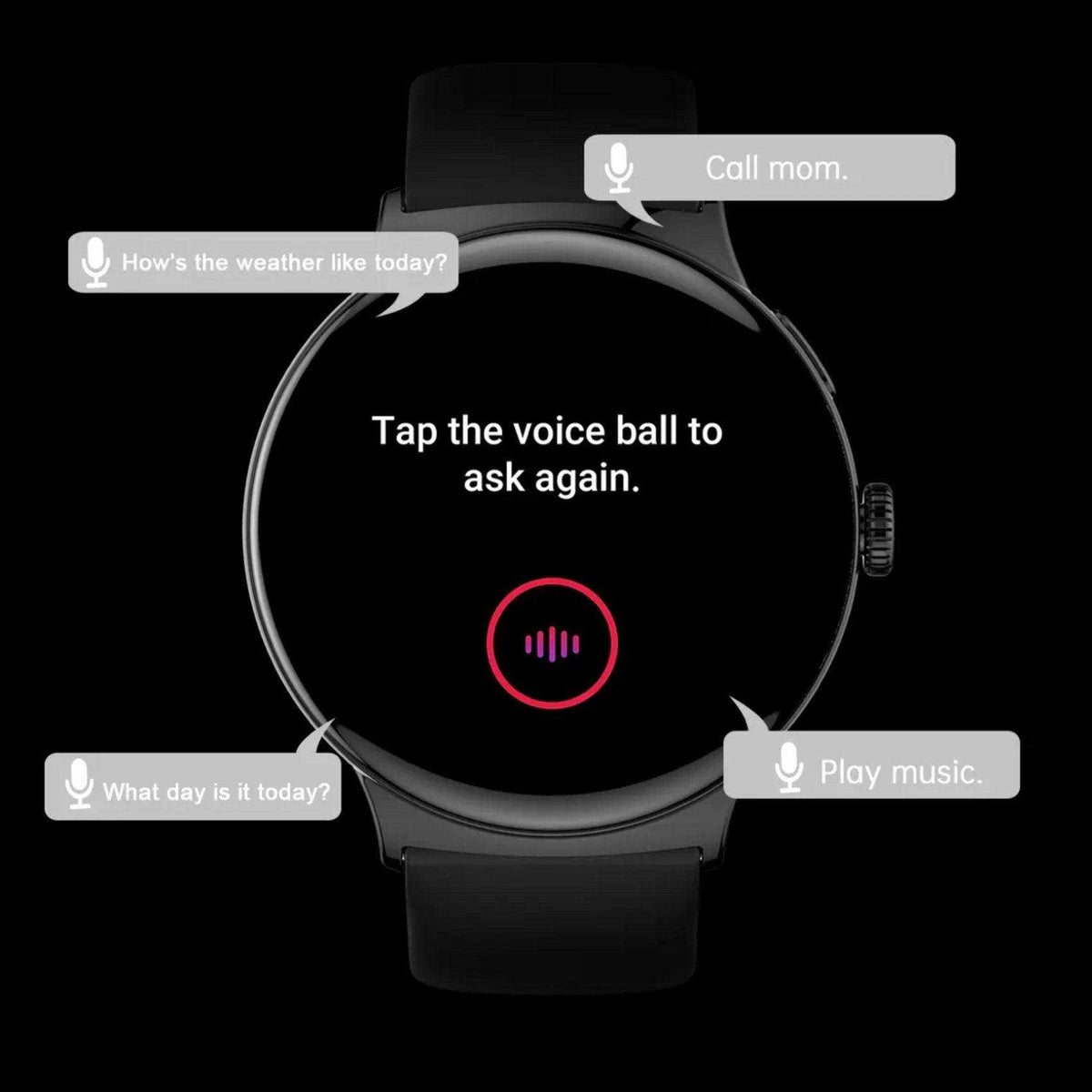 TUTT LA9 AMOLED Women Pocket Smart Watch 1.43 inch With Quick-detach Straps Sport Fitness 2 in 1 Smartwatch Black