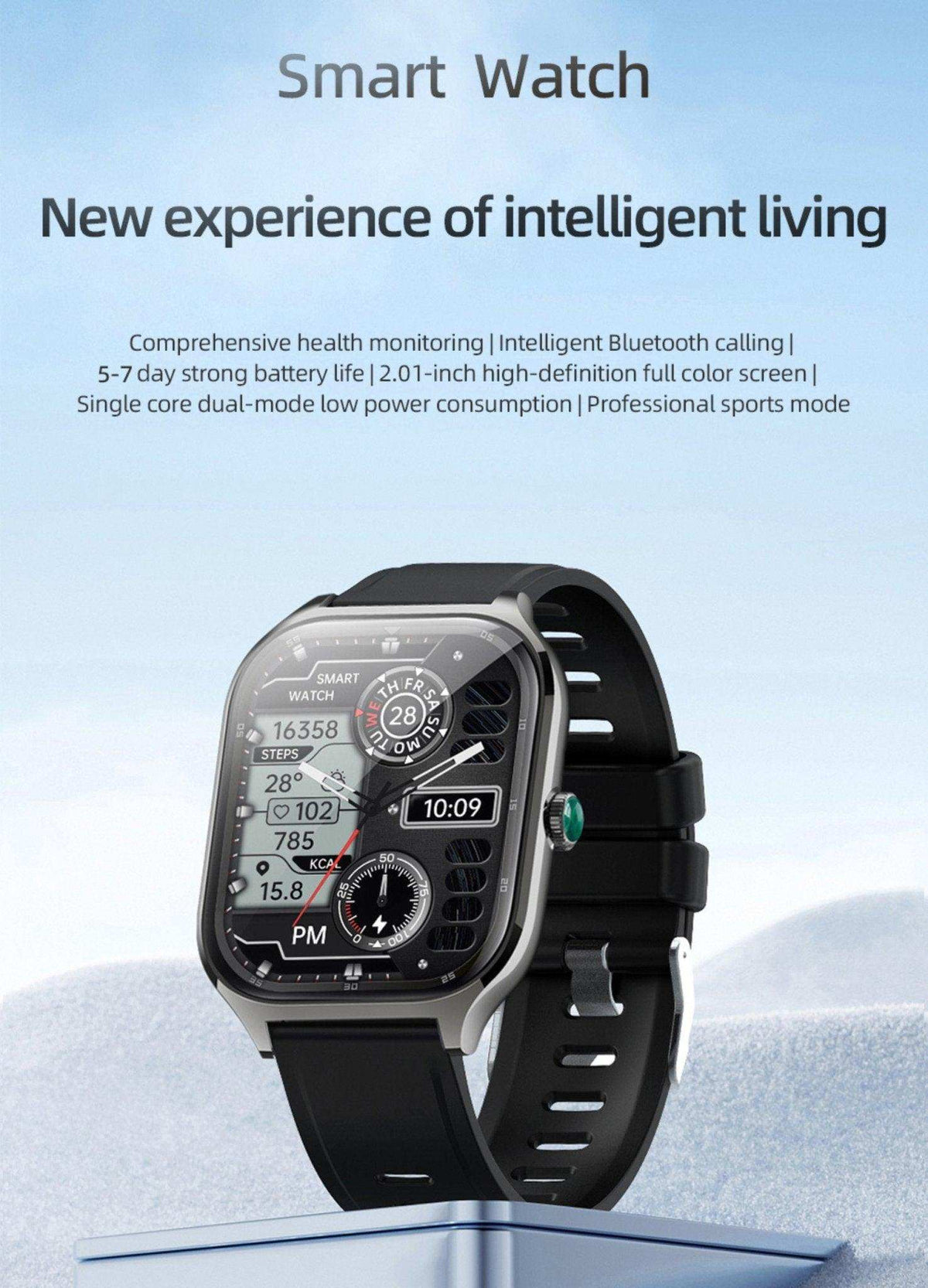 TUTT Smartwatch for Men and Women, 2.01” Dial, Waterproof, Bluetooth Calling, Blood Oxygen & Heart Rate Monitor LX7