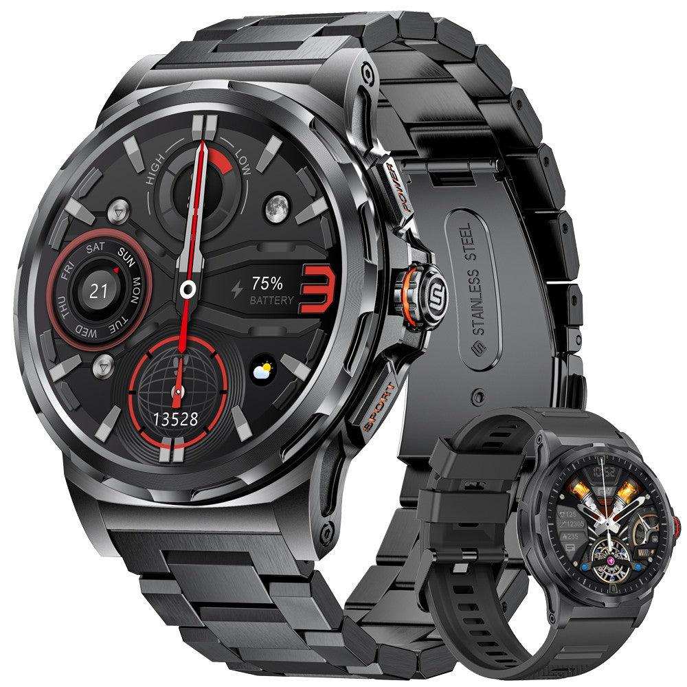 TUTT Smart Watch for Men AMOLED HD Screen Metal Case | 1.43'' Military Rugged IP68 Waterproof | Health and Fitness SL6 LIGE | Rubber & Metal